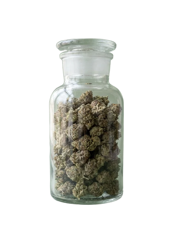 A jar of cannabis flower